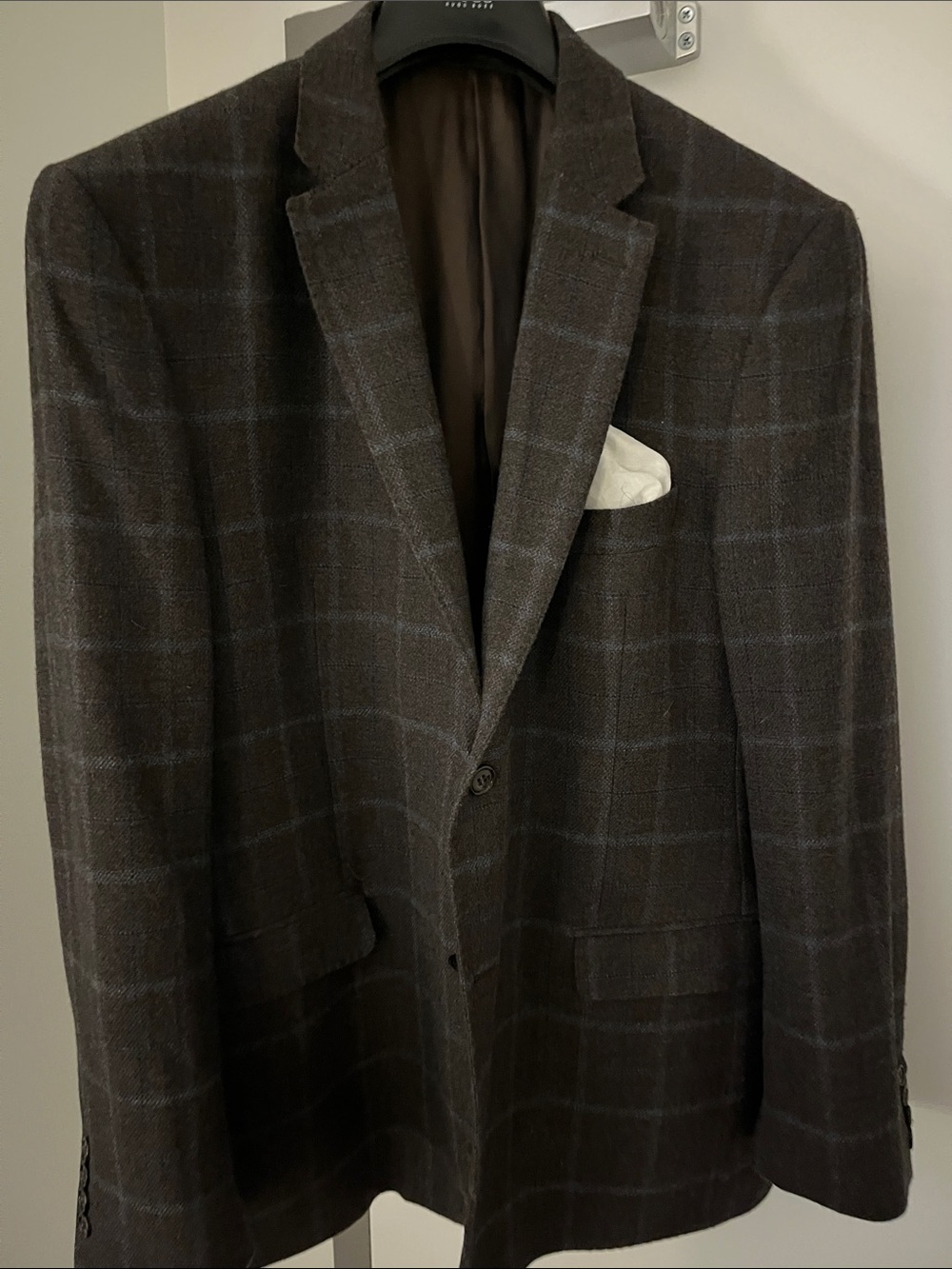 Ralph Lauren Black Label Brown Windowpane Sport Coat with Gray Grid